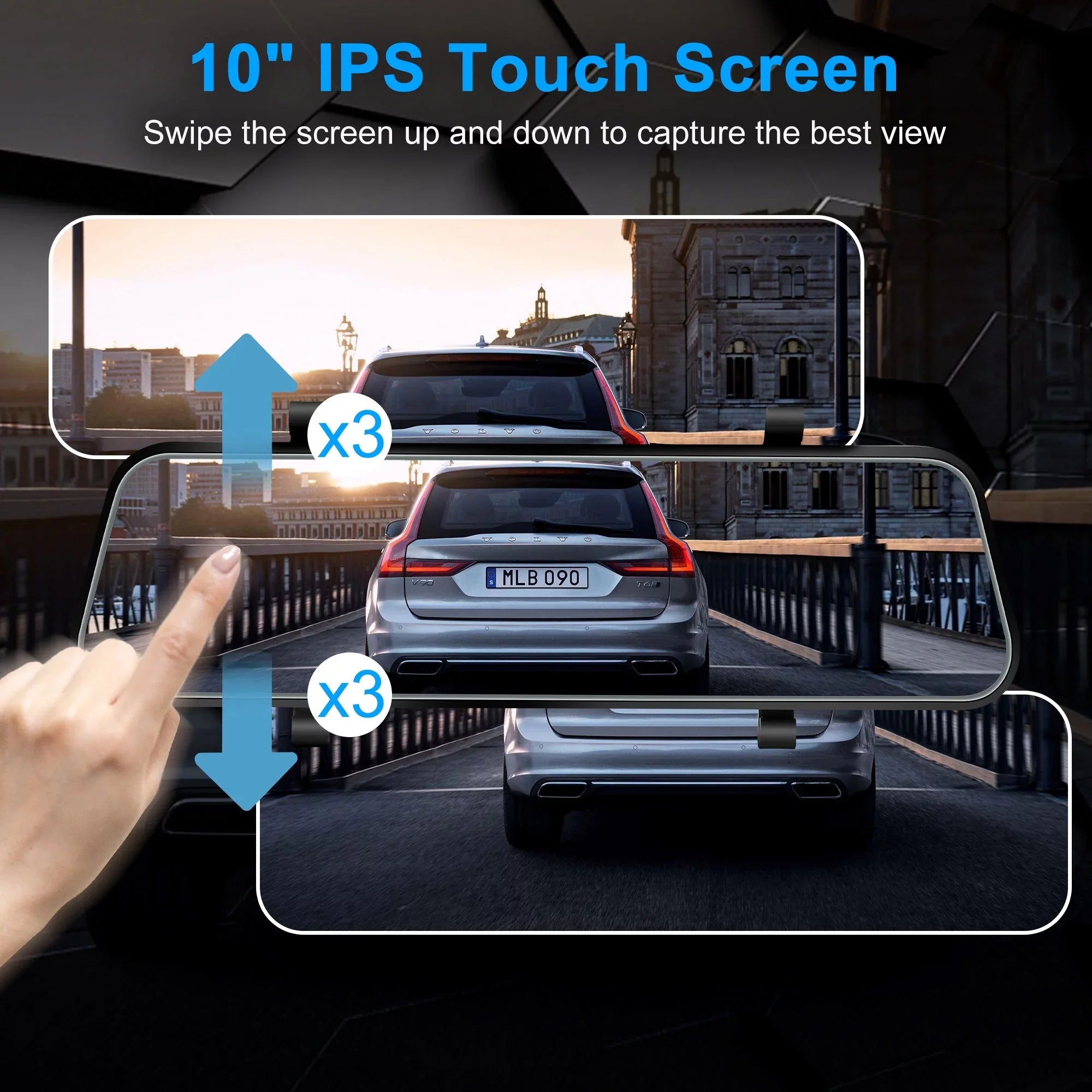 Car Rear View Mirror Camera, TSV 1080P Dash Cam Backup Camera, Dual Driving Recorder with Night Vision, G-Sensor, IPS Touch Screen