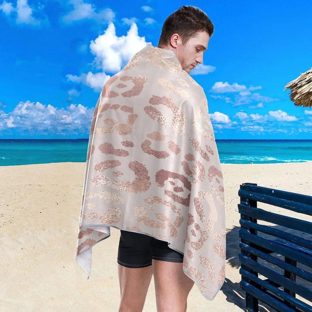 Bestwell Leopard Beach Towel Oversized Towel Blanket, Thin Lightweight Microfiber Sand Free Quick Dry Towel, 30”X60” Multipurpose Pool Bath Yoga Swim Shower Towel