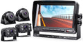 eRapta Backup Camera System Kit 7" Monitor for Car RV Truck Trailer Tractor 5th Wheel Split Screen 1080P Back up Reversing Parking System Night Vision Rear and Side Wired Camera Y0202