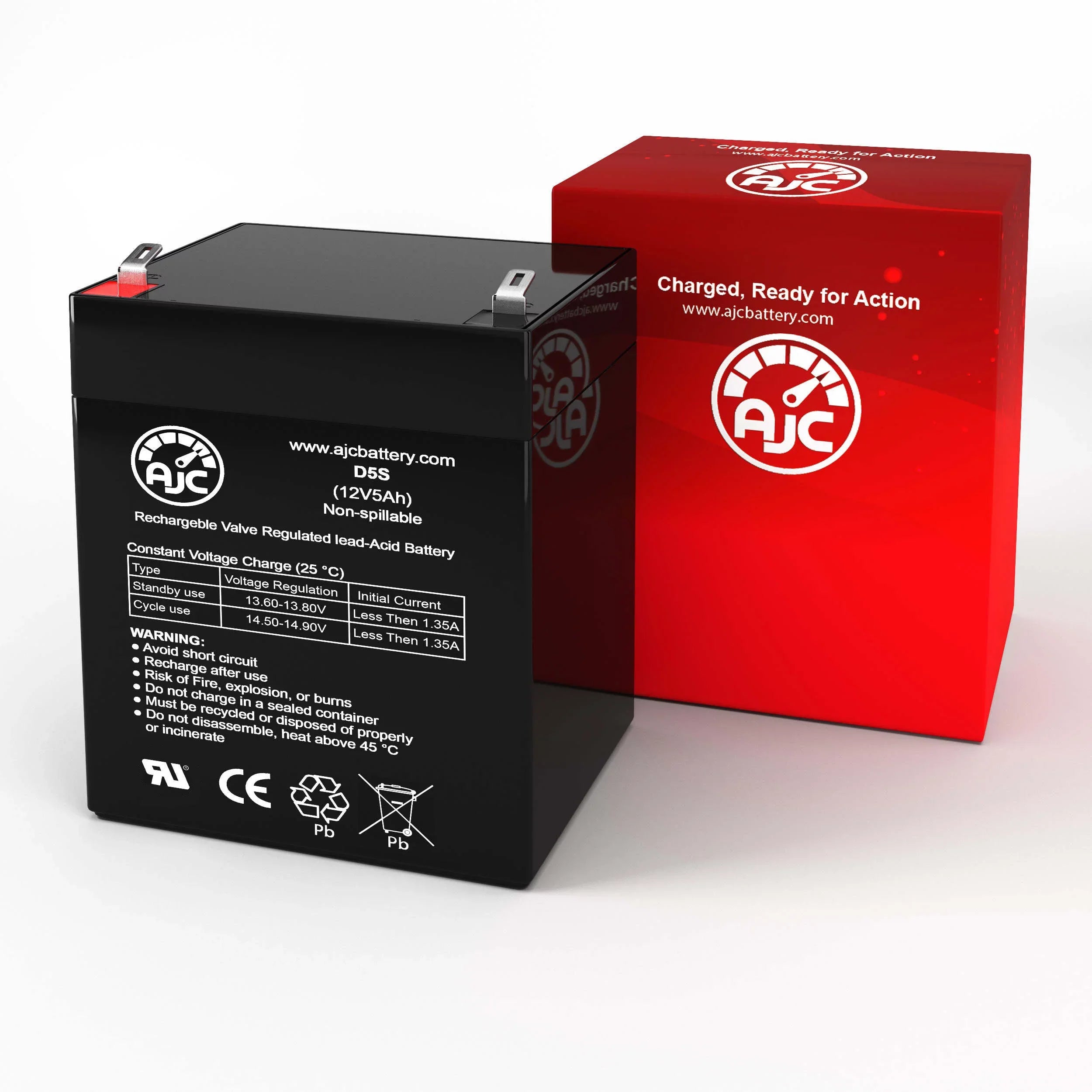 AJC Battery Fitting with Aosom Kids Motorcycle Dirt Bike Electric 12V 5Ah Ride-On Toy Replacement Battery