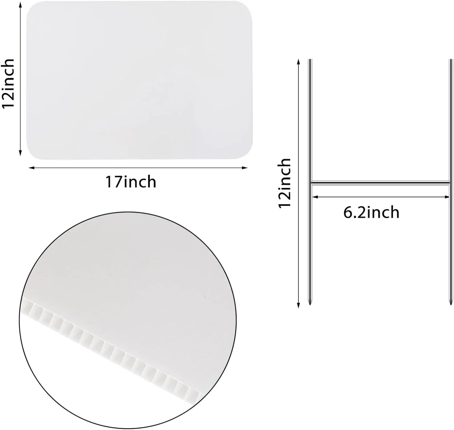 Thten 4 Pack Large Blank Yard Signs with Stakes, 17 x 12 Inches White Garden Lawn Signs Garage Sale Sign for Happy Birthday, Rent,Party Yard Decorations, Garage Sale, Guidepost, Open House