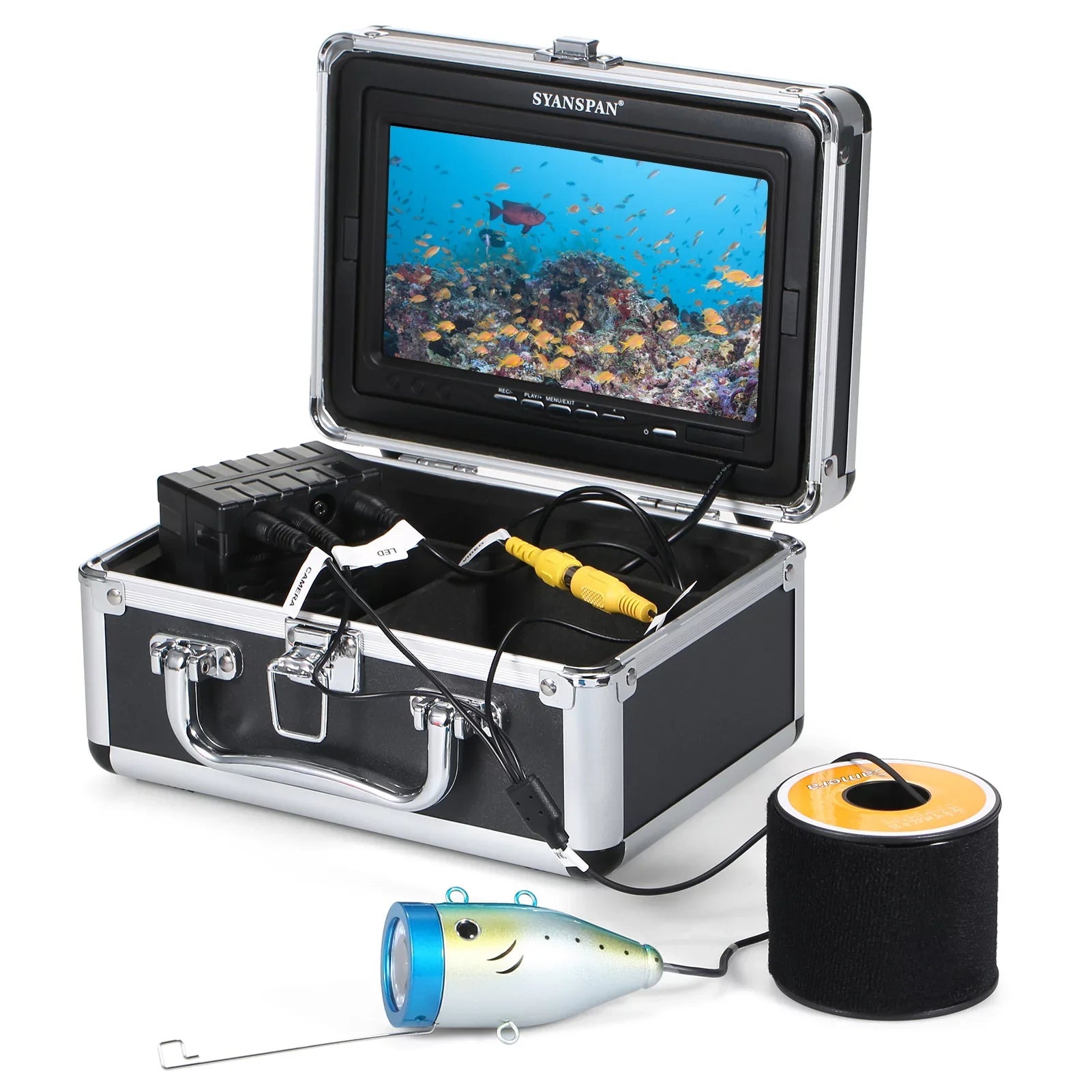 moobody Underwater Fishing Camera Fish Finder with 12LEDs 7Inch/9Inch LCD Display 15M/30M/50M Cable IP68 Waterproof for Sea Lake Vessel Ice Fishing