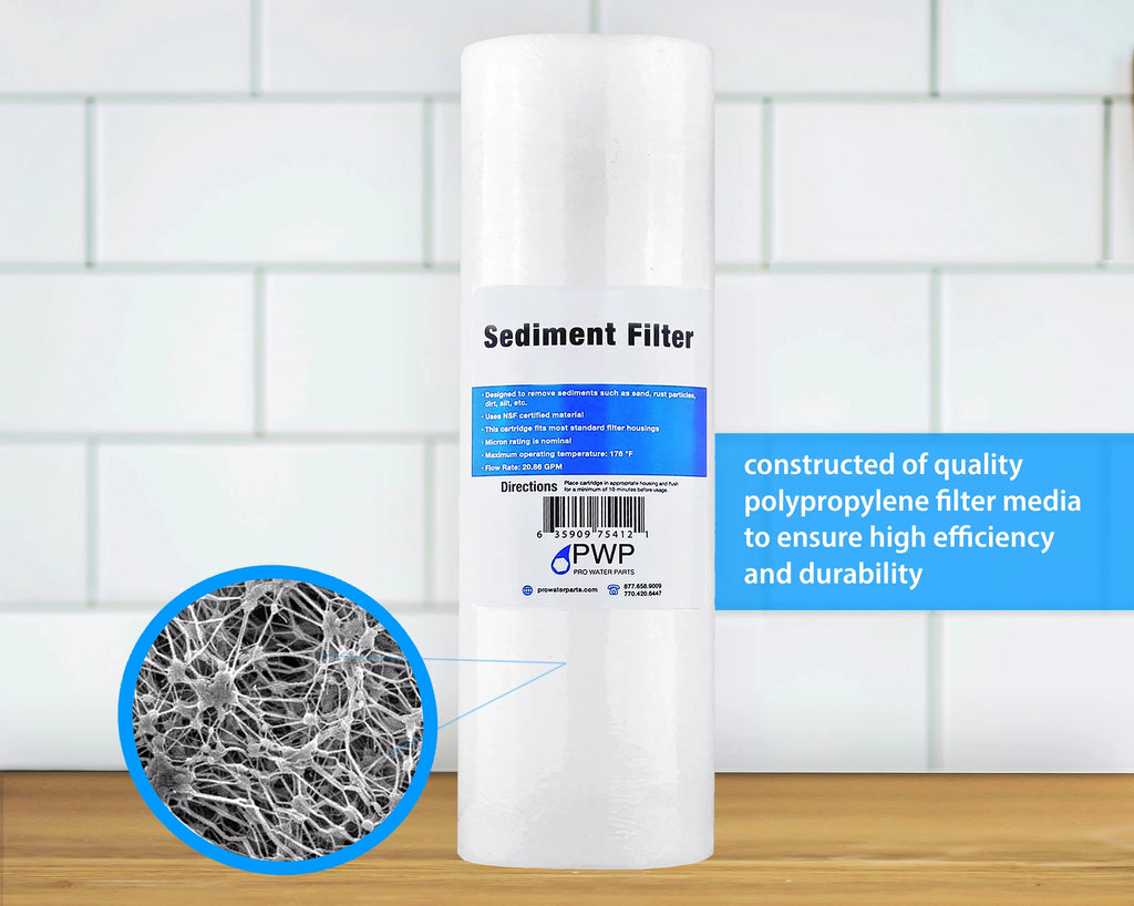 Sediment Melt Blown Water Filter Cartridge Standard 4.5x10" 1 Micron 4 Pack