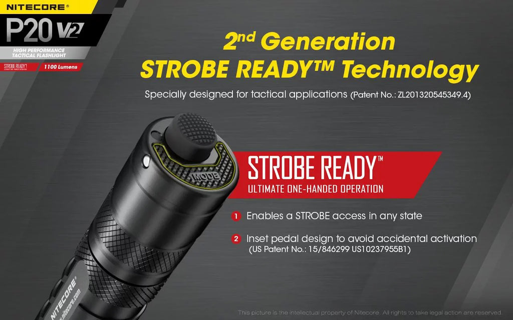 Nitecore P20 V2 Tactical LED Flashlight - CREE XP-L2 V6 - 1100 Lumens