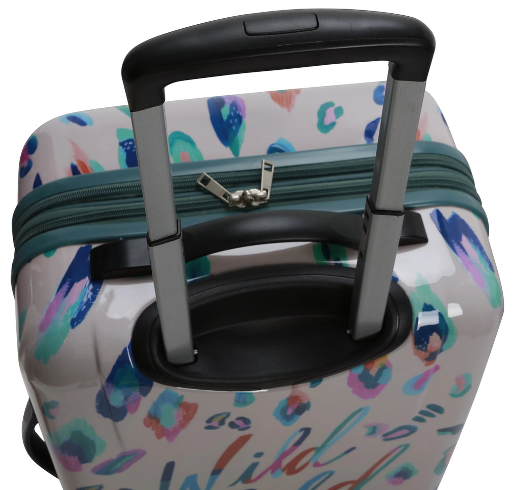 EttaVee Wild Child Leopard 21" Hardside Luggage, Cream Leopard Print