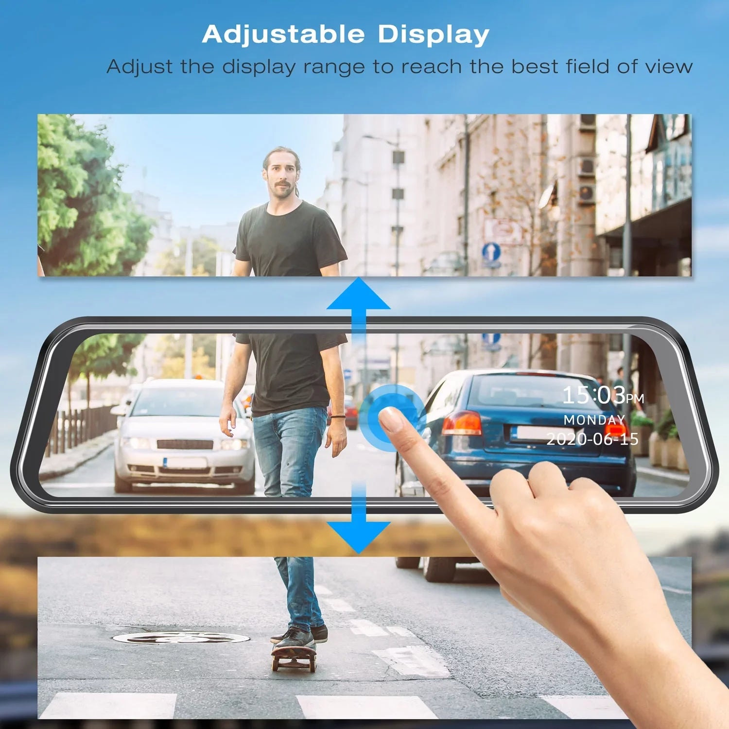 1080P Mirror Dash Cam for Cars with 10-inch IPS Full Touch Screen Waterproof Backup Camera Rear View Mirror Camera Black