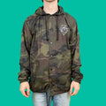 Pink Dolphin Men's Grizzly Camo Windbreaker Hoodie Jacket - Olive/Brown/Black (Small)