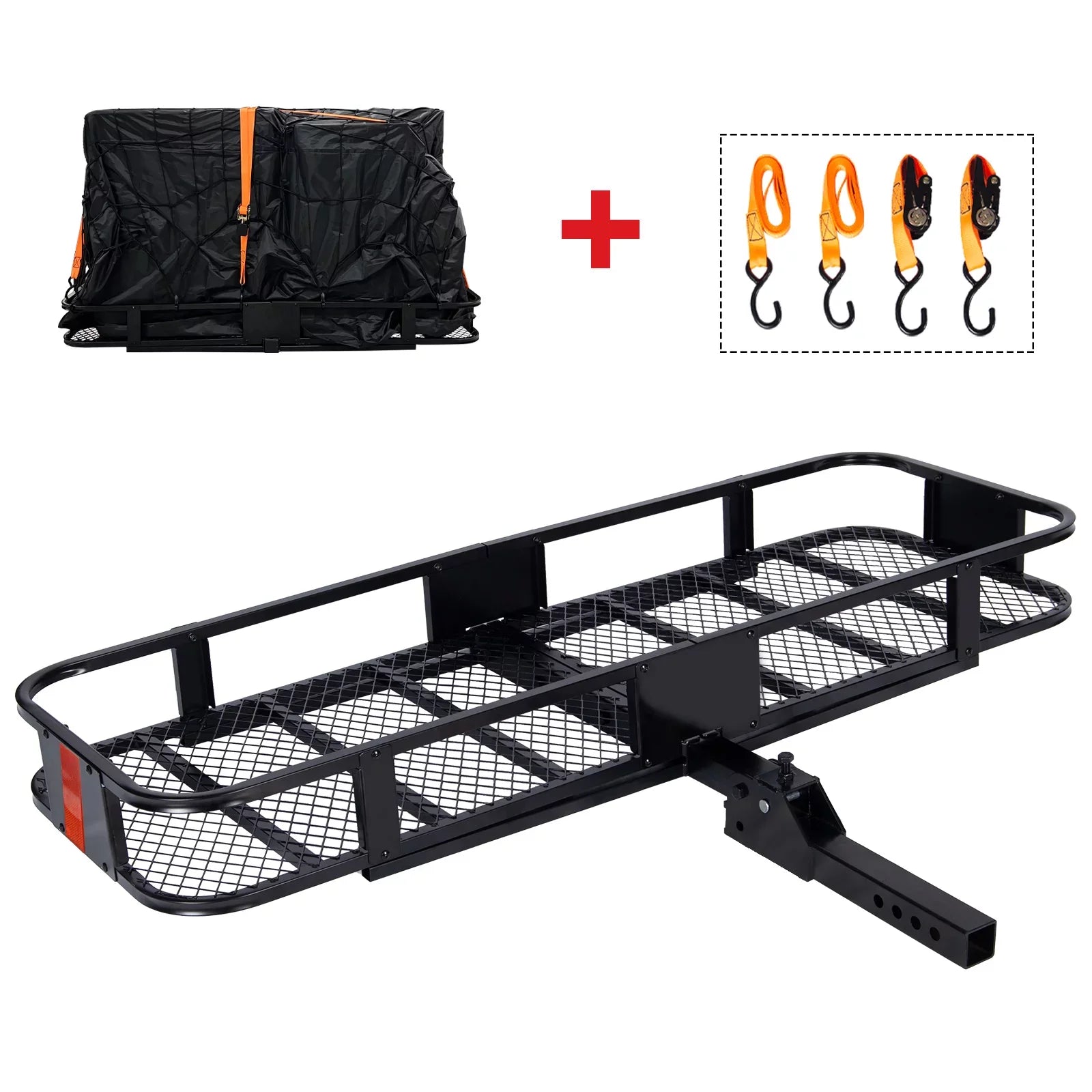 Folding Hitch Mount Cargo Rack Carrier Rear Luggage Basket for Car, SUV, Truck, 500 lbs, Capacity 60"x20"x6"