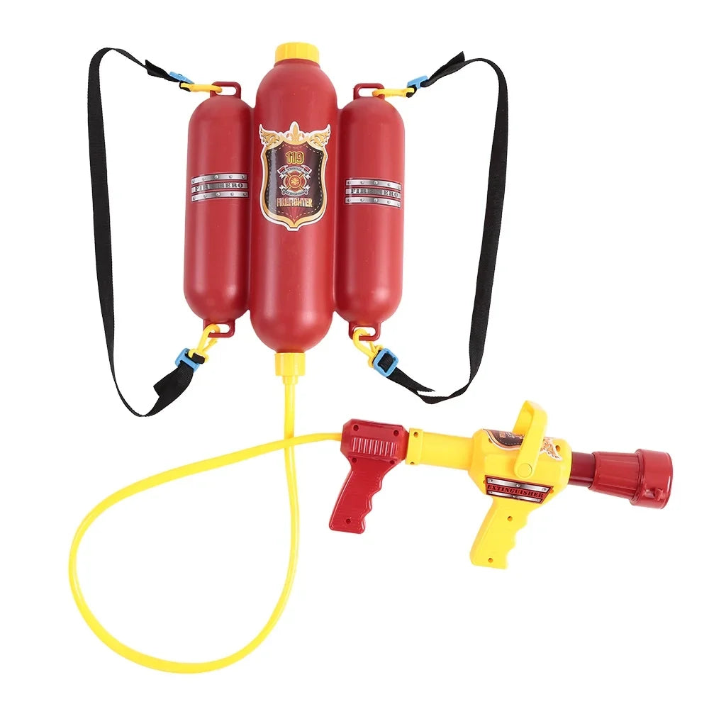 Gecheer Fireman Toys Backpack Water Spraying Toy Blaster Extinguisher with Nozzle and Tank Set Children Outdoor Water Beach Toy fo