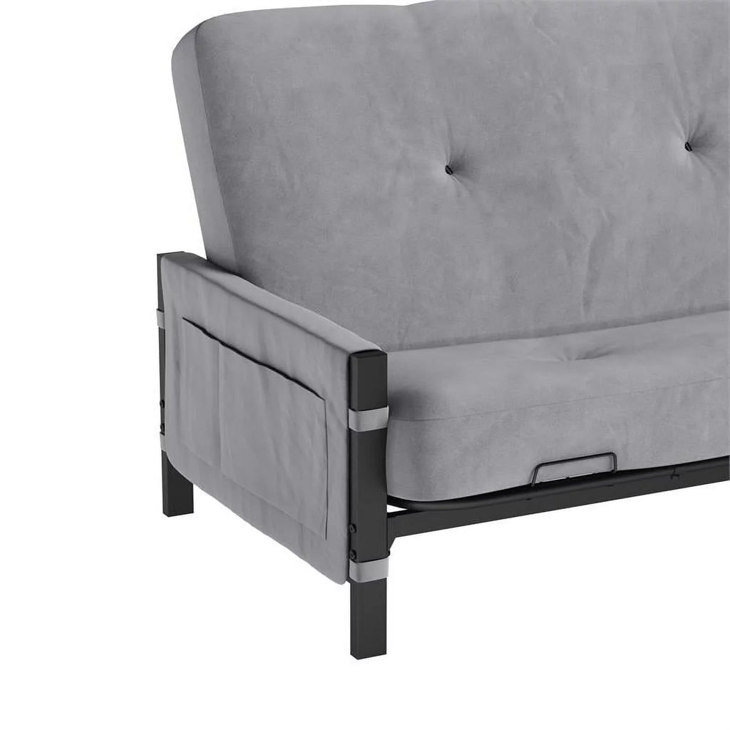 DHP Melbourne Storage Futon with 6" Thermobonded Futon Mattress in Gray