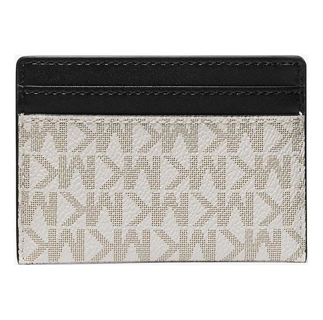 Michael Kors Reed Large Leather Card Holder - Vanilla/Black
