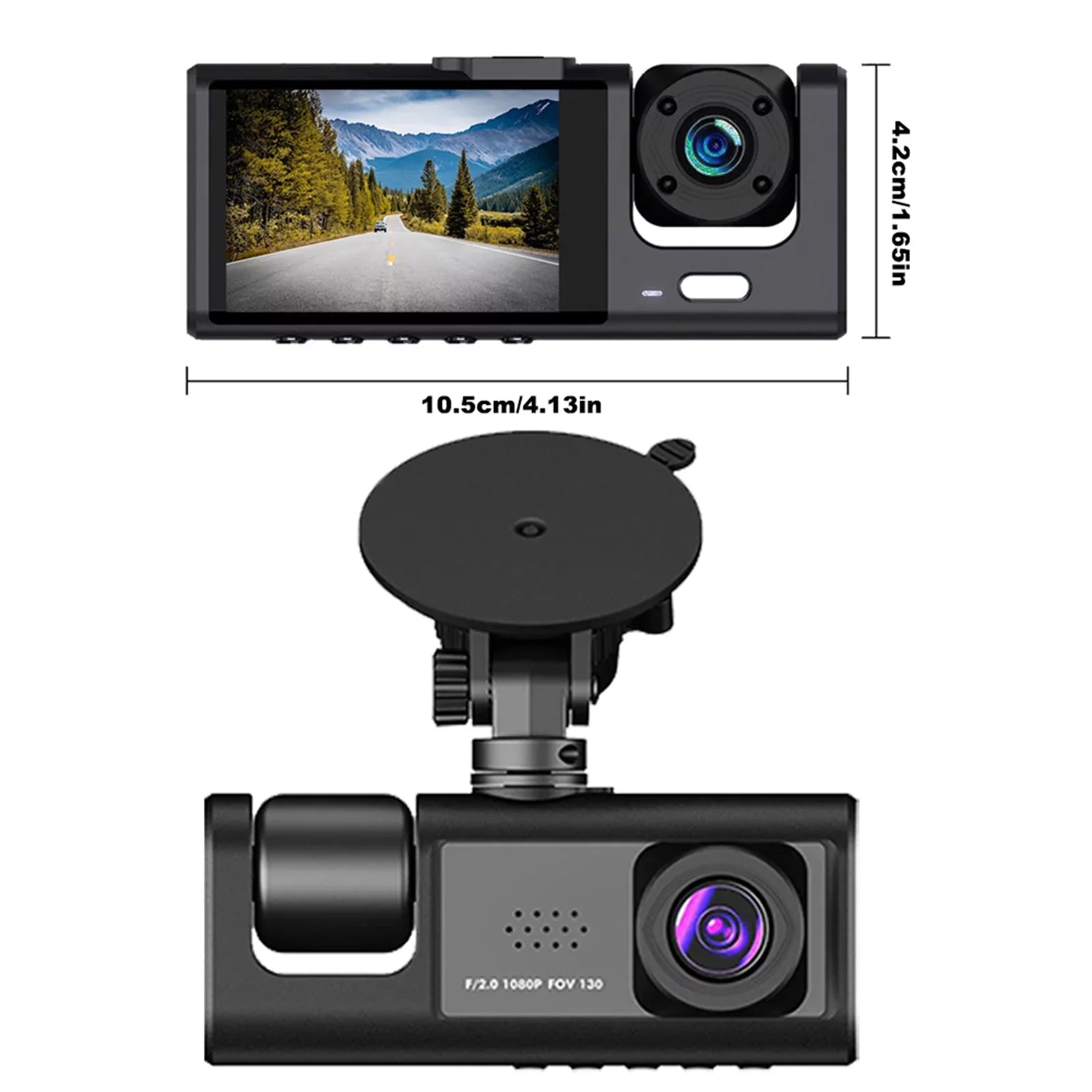 Shinysix Dash Cam Front and Rear Inside 3 Cameras 1080P+720P+480p Car Rearview Mirror Car Video Recording Camcorder Night Vision Car Camera Recorder Auto Safety Driving Recorder