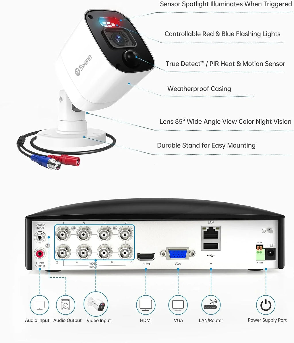 Swann 5039027 Enforcer Indoor & Outdoor DVR Security Camera System, Black & White