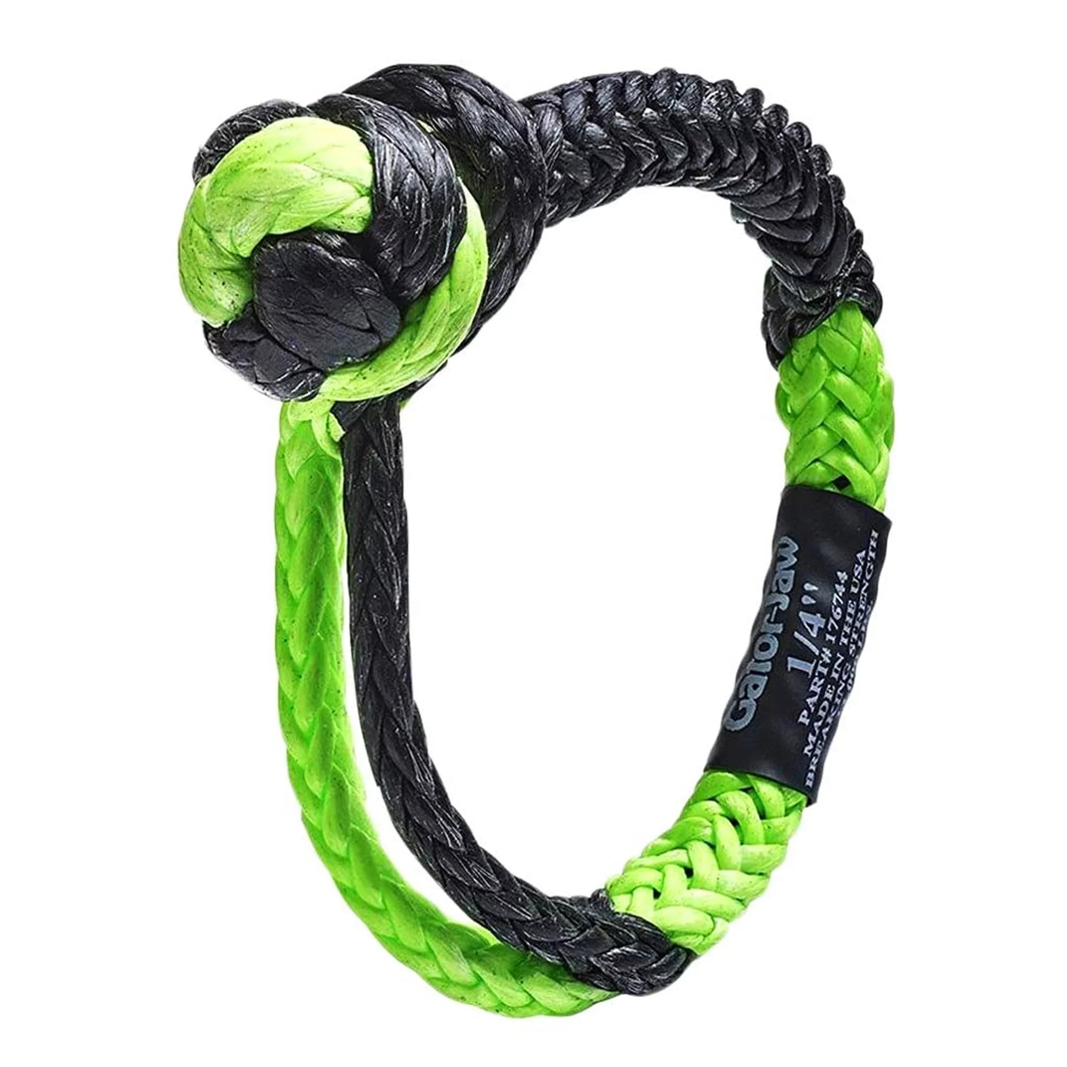 Bubba Rope 176744 Synthetic Shackle Mini Gator-Jaw 1/4" Breaking Strength of 11,000 lb. with Plasma in Green and Black, Perfect for ATV, UTV, Personal Water Craft and Power Sport Equipment – PAIR (2)