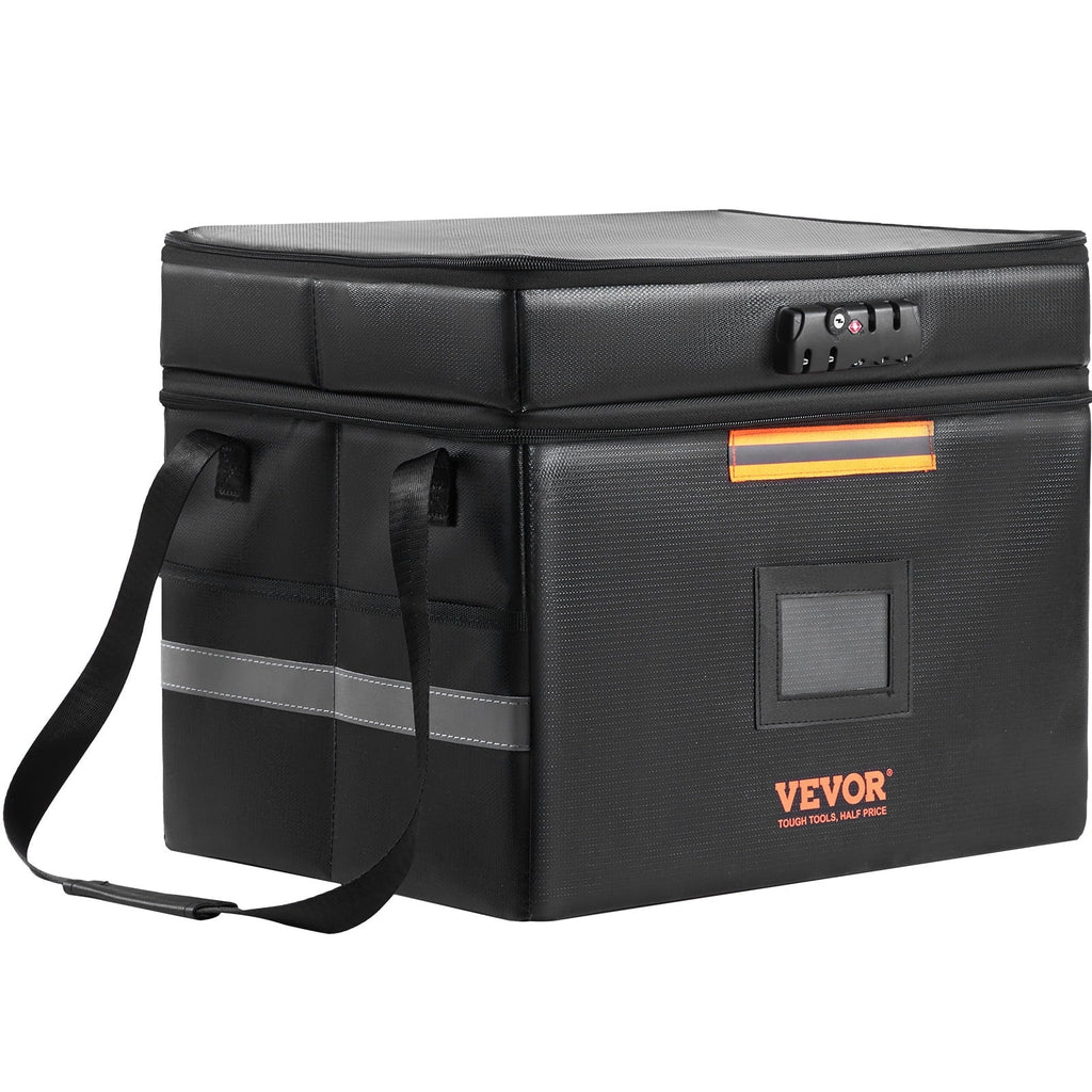 BENTISM Fireproof Document Box with Lock File Document Organizer 2000℉ Fireproof & Waterproof Document Bag 2 Layer Portable File Box with Handle