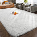 Fashionable and Long-lasting White Soft Area Rug for Bedroom,8x10,Fluffy Rug,Big Rug,Shag Carpet Non-Slip