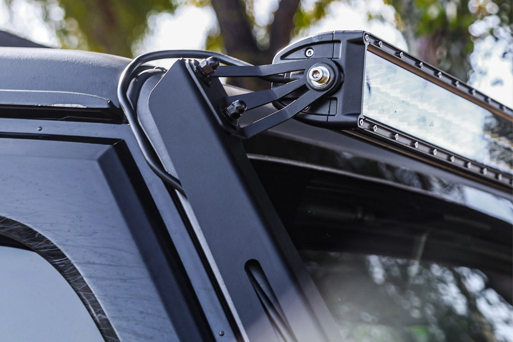 Attica 2018-2024 Fits Jeep Wrangler JL 2019-2024 Gladiator JT A Pillar Light Mount Bracket Powder Coated Steel ATTJL01E104-BX