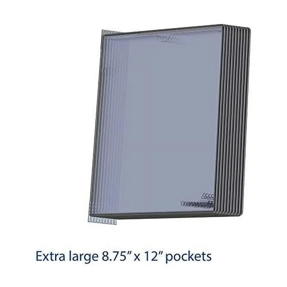 Djois Wall Mounted Reference And Display System, 10 Universal-Size Pockets, Double-Sided Viewing, Black Outer Frame, Professional PRO Series Model (TP920307)