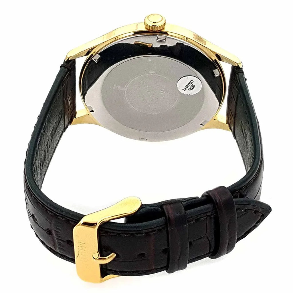 Orient Men's Bambino Version 4 FAC08002F0 Green Dial Brown Leather Band Watch