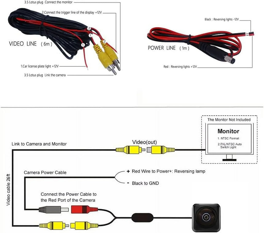 Vlicevrn HD Fisheye Vehicle Car Rear View Camera Fixed Parking Line Night Vision Backup Parking Camera for Nissan Versa