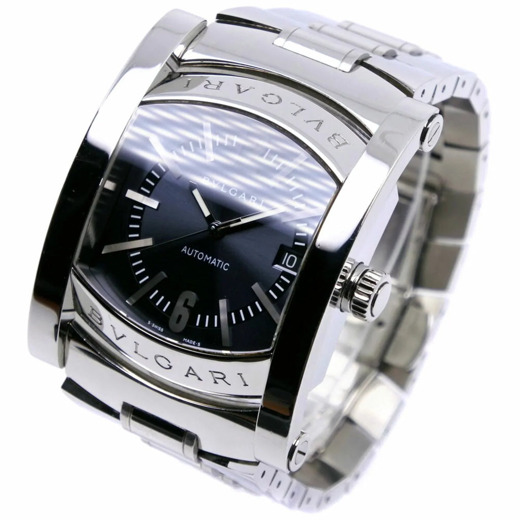 Pre-Owned Bvlgari Ashoma Watch AA48S Stainless Steel Silver Automatic Men's Navy Dial (Good)