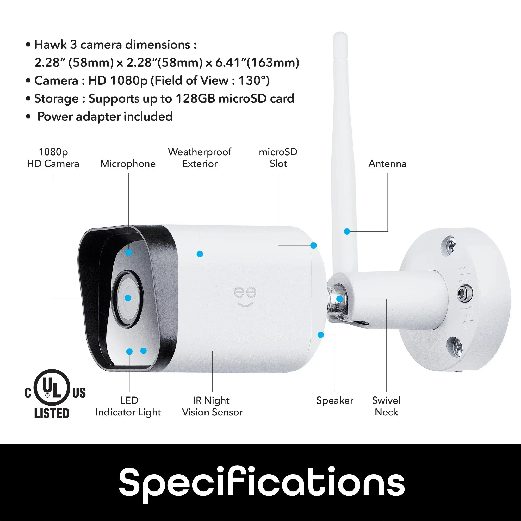 Geeni Hawk 3 1080p HD Smart WiFi Security Camera, Outdoor IP66 Environment 2-Pack (Supports Only 2.4GHz Wi-Fi)