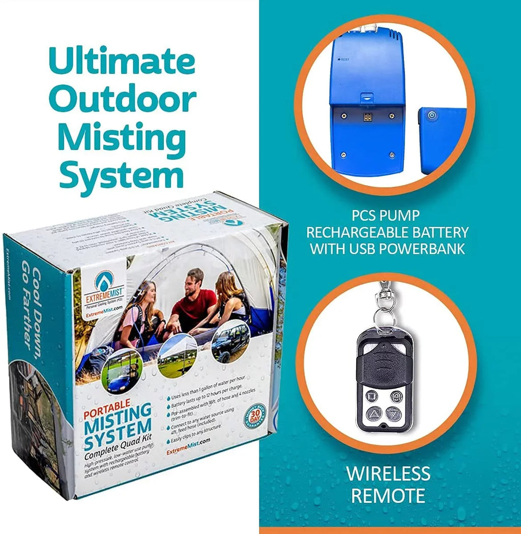 ExtremeMist Portable Misting System – 4 Nozzles & 16 ft. Mist Line