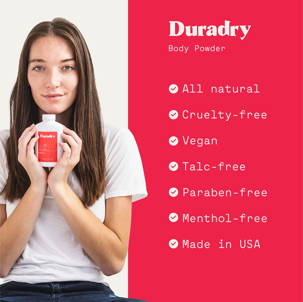Duradry Body Powder - Sweat Defense & Odor Control, Sweat Absorbing, Anti-Chaffing, All Natural Powder, Talc-Free, Prevents and Eliminates Any Body Odor Naturally - Seabreeze, 4oz, 3-Pack