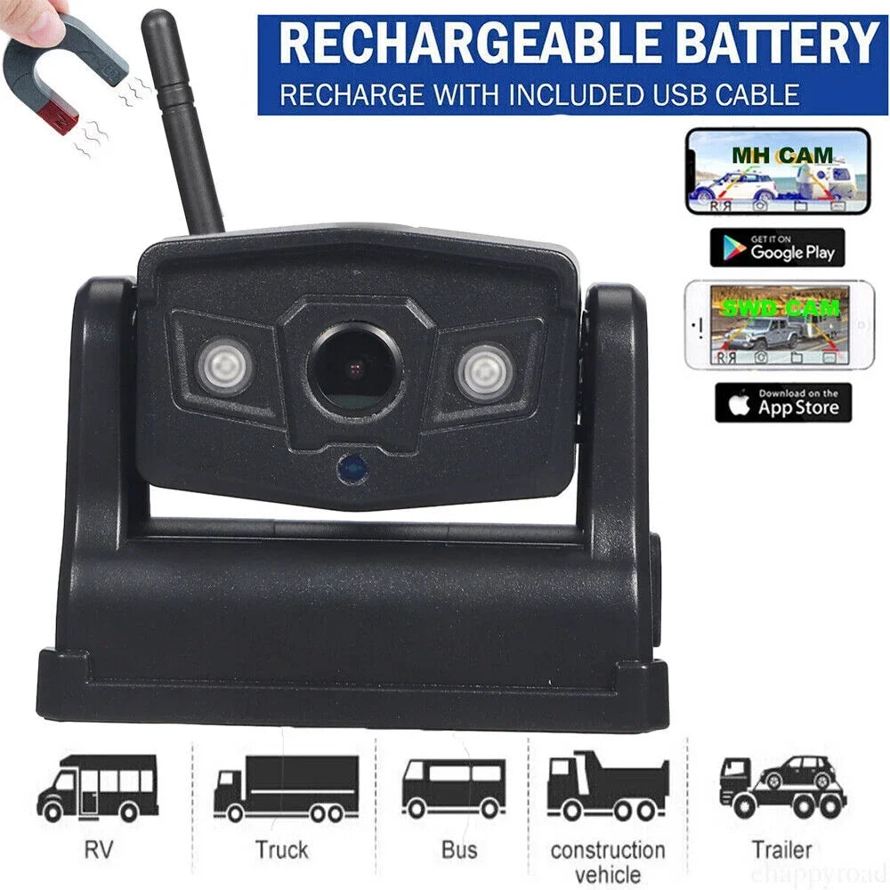 JLLOM 9600mAh Magnetic WiFi Camera - Premium Wireless Backup, Comprehensive Front/Rear Vehicle Views