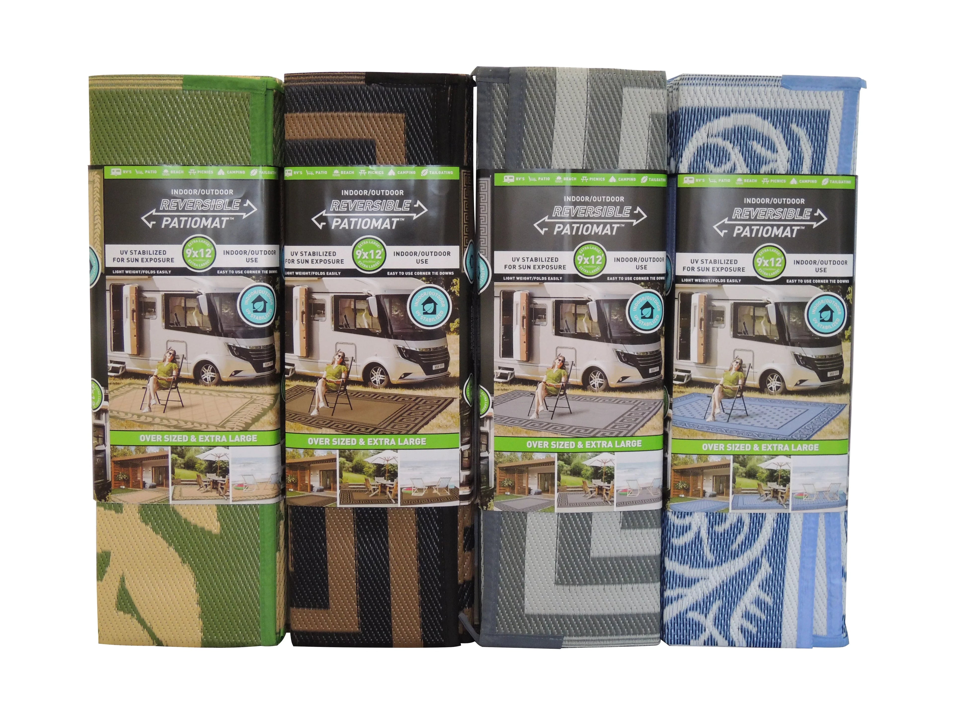 Patio Mats 9' x 12' Gray Outdoor Rug (Reversible with 2 designs)