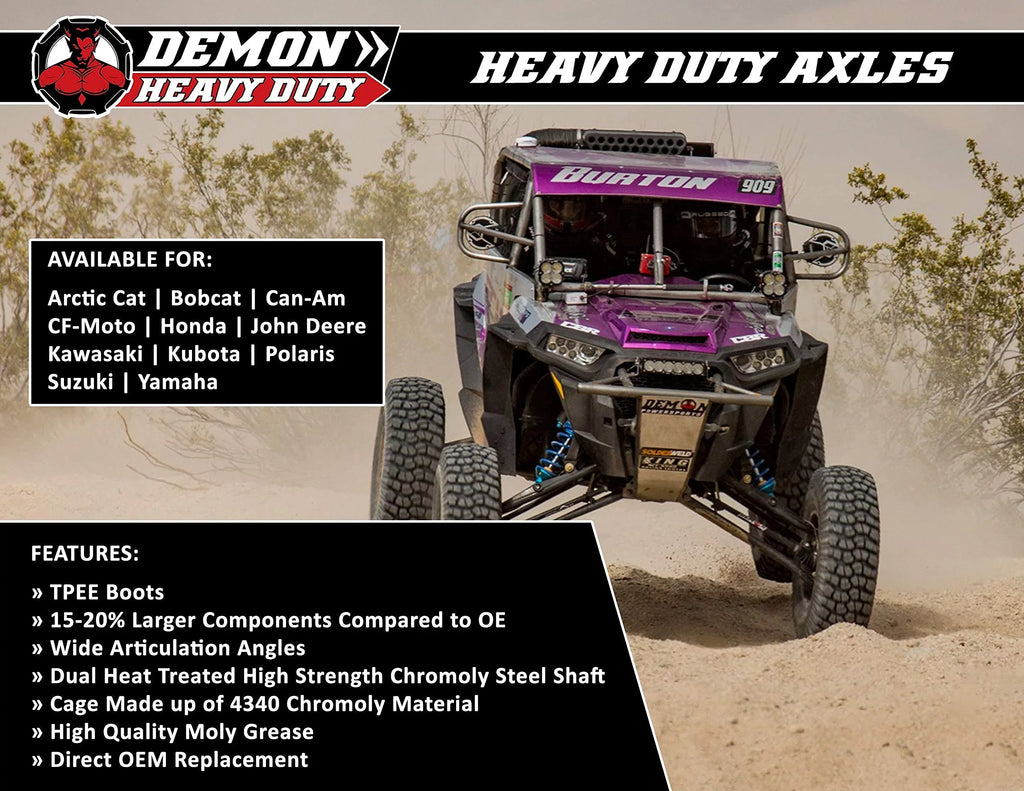 Demon Powersports Front Right Heavy Duty Lift Kit Axle (2006-21) Can Am Renegade/Outlander, Unique Boot On Terrain for Heat Reduction, 47 Degrees Larger Swing Angles (4”/6”(Gen2) Super ATV Lift Kit)