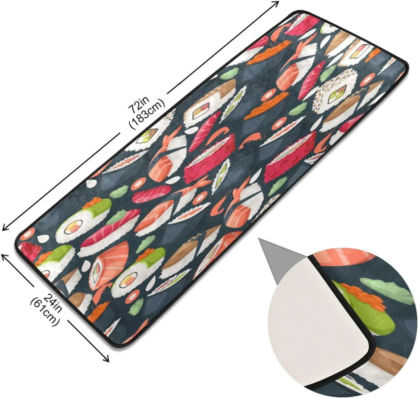 Coolnut Japanese Sushi Runner Rug - 24"x72" Ultra Soft Non-Slip Floor Mat Washable Area Rugs for Kitchen Bathroom Entry Home Decor Gifts