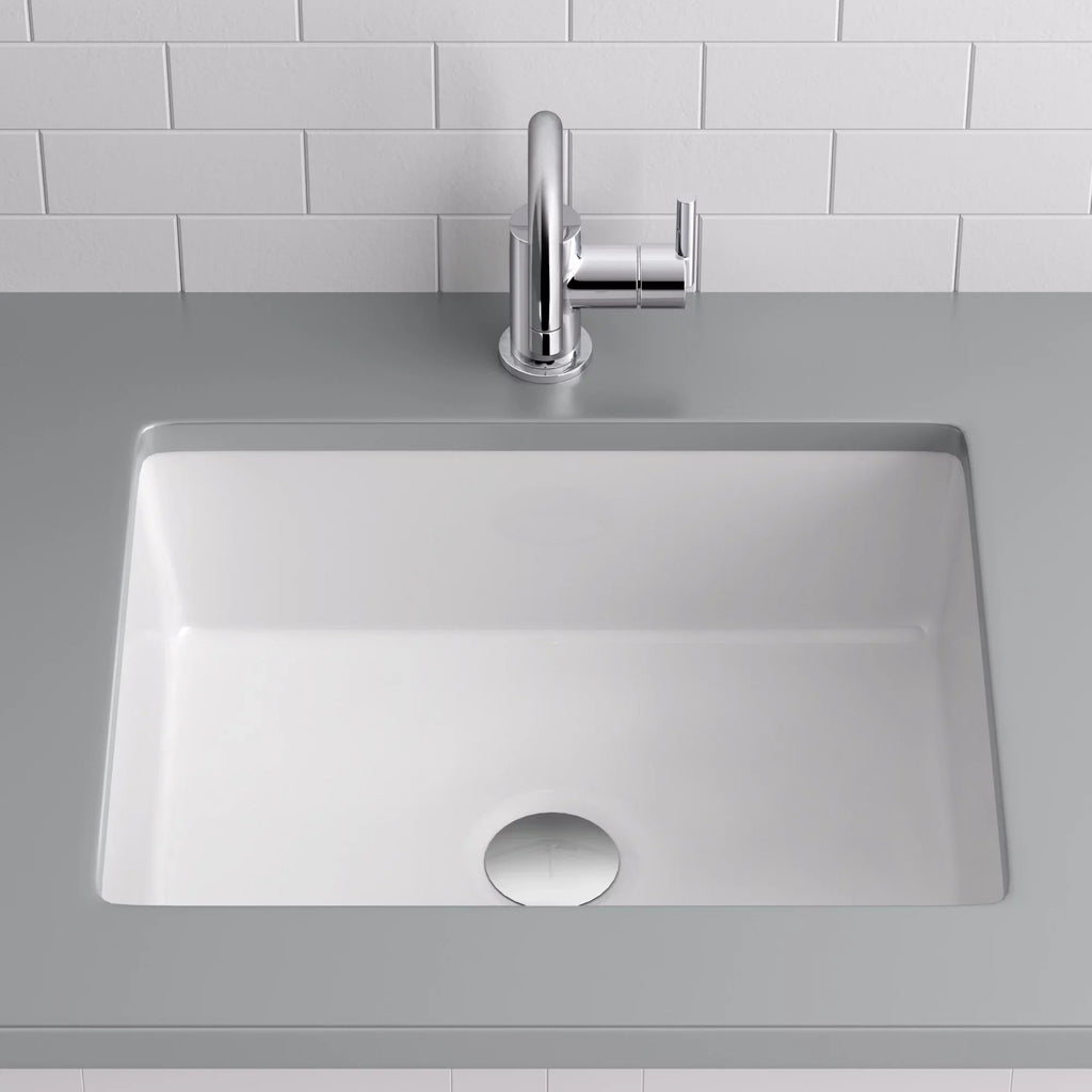 Miseno 17 x 13 in. Rectangular Undermount Bathroom Sink with Rear Overflow, White