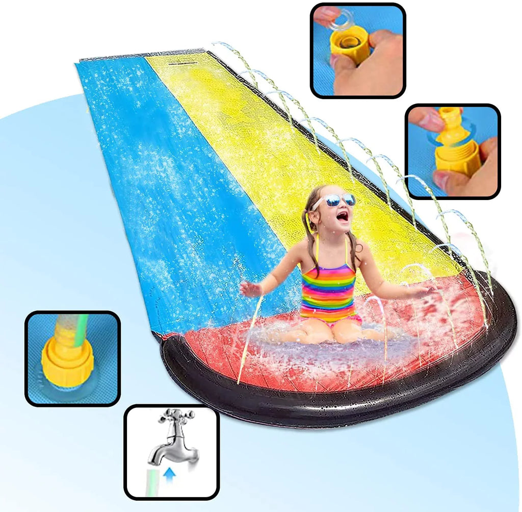 Blossomly 15.5ft Lawn Water Slides Water Toys, Party Racing Toy