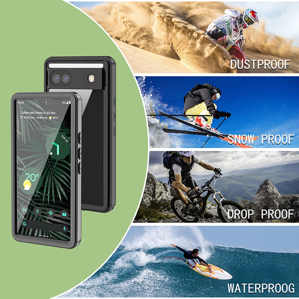 Waterproof Case for Google Pixel 6A, Built-in Screen Protector Full Body Protection Rugged Case Underwater Dustproof Drop Protection Shield for Google Pixel 6a