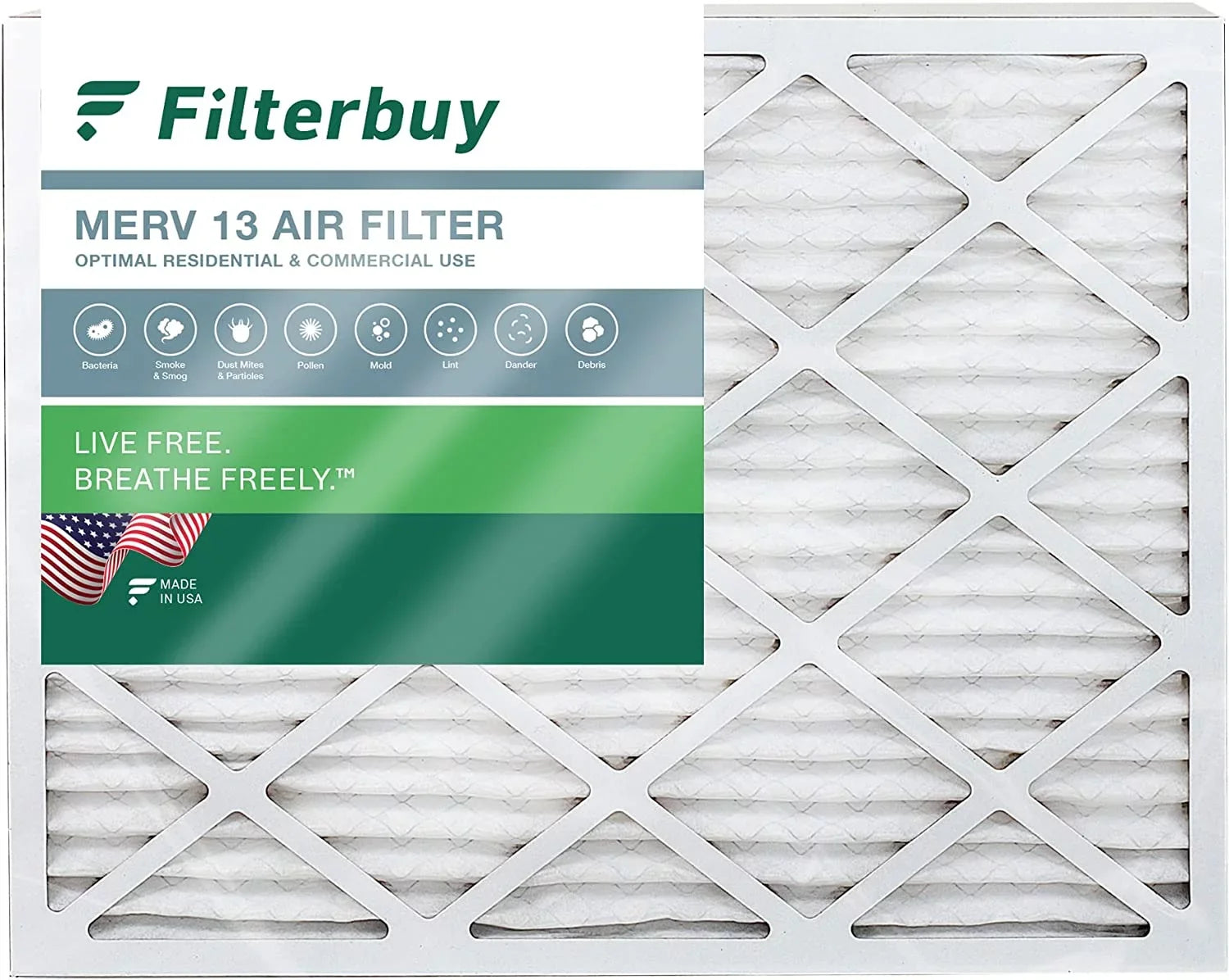 Filterbuy 15x20x2 MERV 13 Pleated HVAC AC Furnace Air Filters (1-Pack)