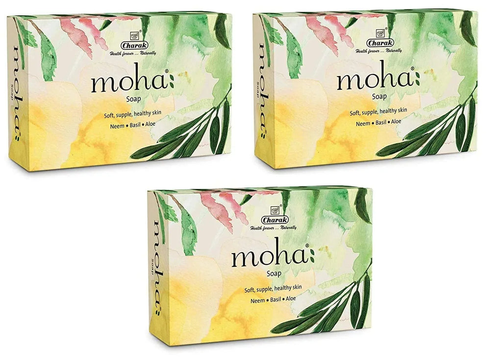 Pamer Moha Herbal Soap 100 Gram X 3 With Goodness Of Aloe Vera Gel, Basil & Neem, Bathing Soap, Face & Body Soap, Unisex Product