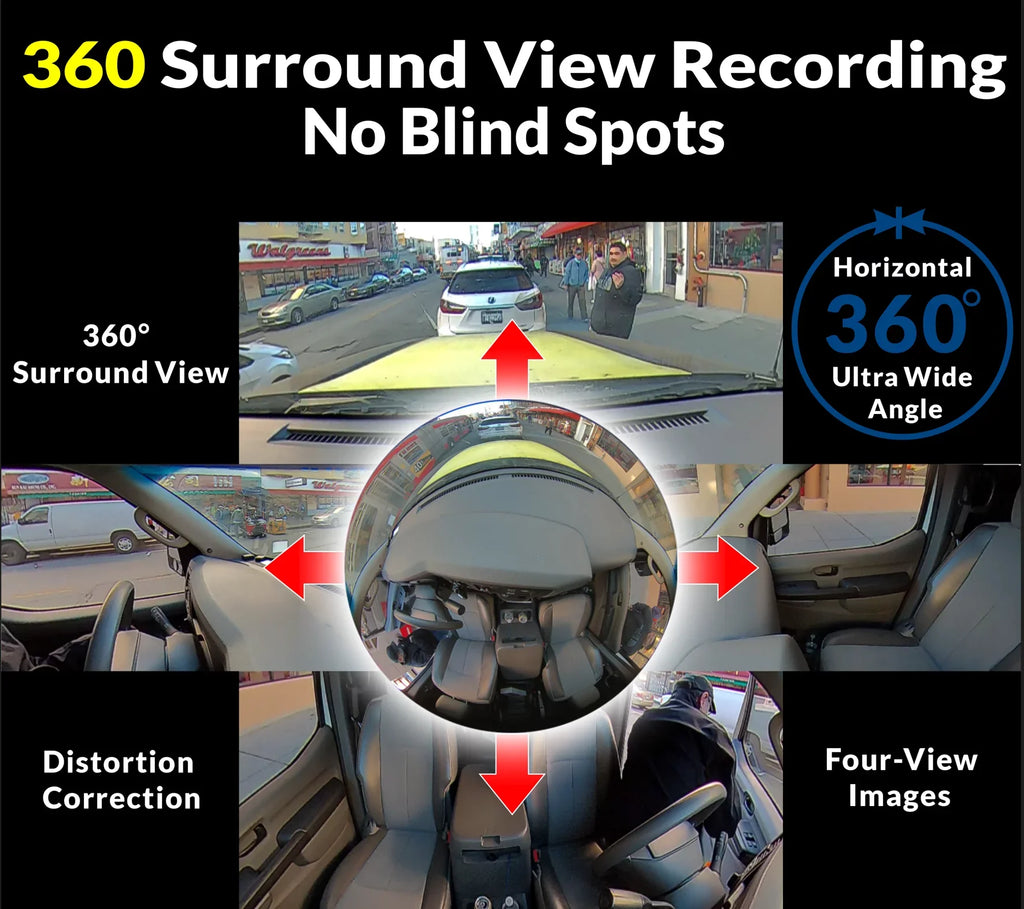 RYDEEN 360 View Surround View 4K Dash Camera 10-inch Touchscreen Frameless Rearview Mirror with TFT Monitor w/ Auto Brightness Day/Night, DIY Install, Backup Video-in