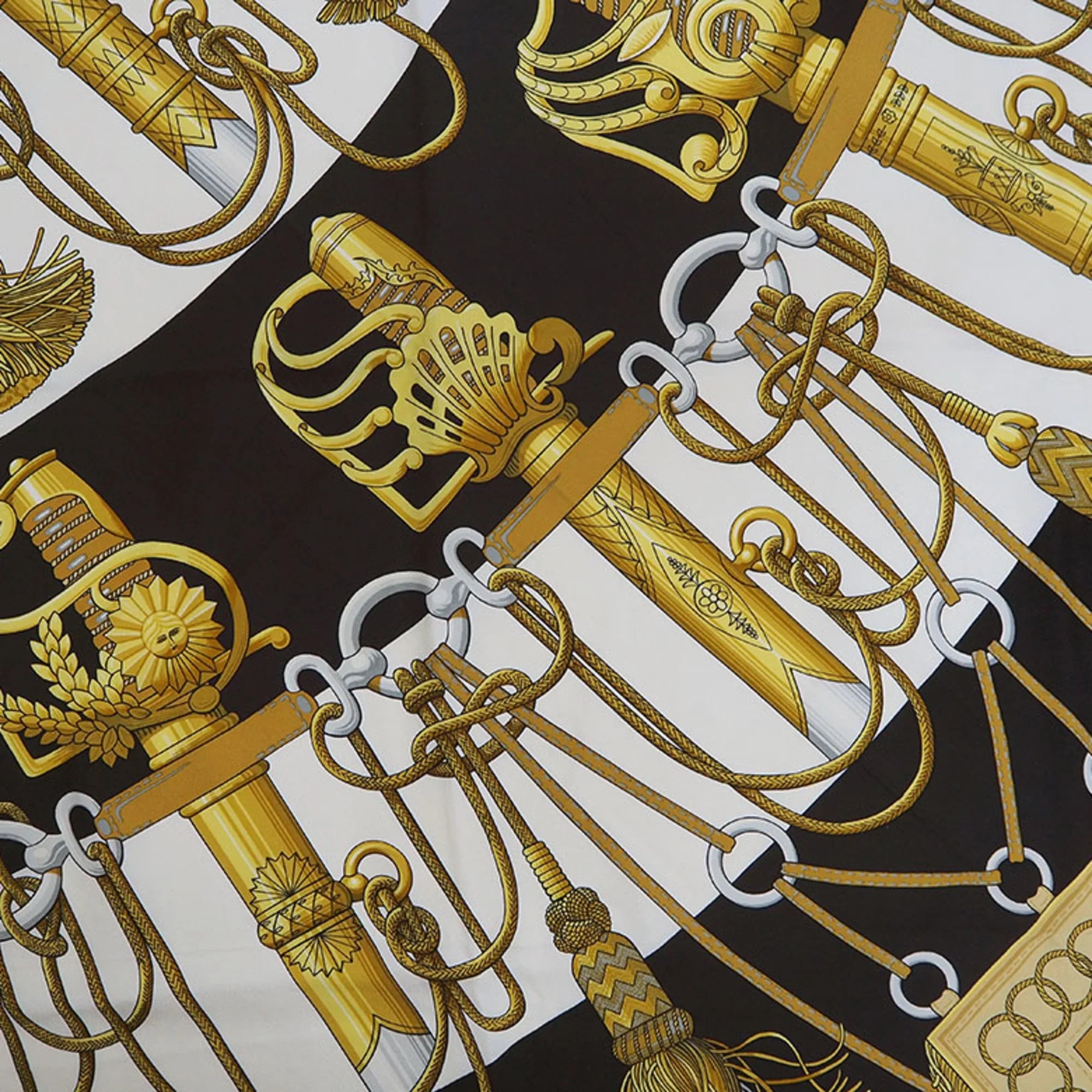 Pre-Owned Hermes Silk Scarf Black (Good)