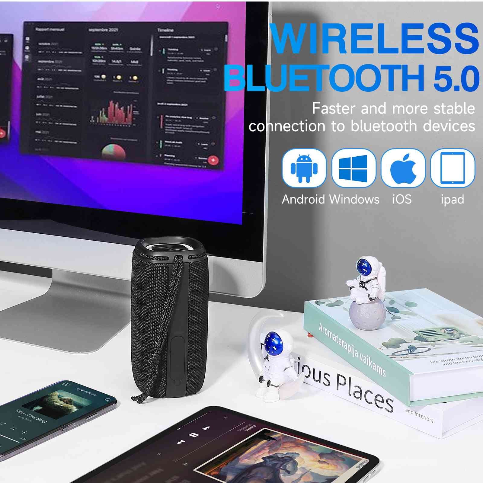 UrbanX X808 Bluetooth Speaker, IPX5 Waterproof Speakers 360° HD Surround Sound with Punchy Bass, True Wireless Pairing, BT5.3, Portable Speaker for Nokia 3.1 - Black