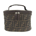 Pre-Owned FENDI Zucca Pattern FF Vanity Bag Handbag Pouch Canvas Brown (Fair)