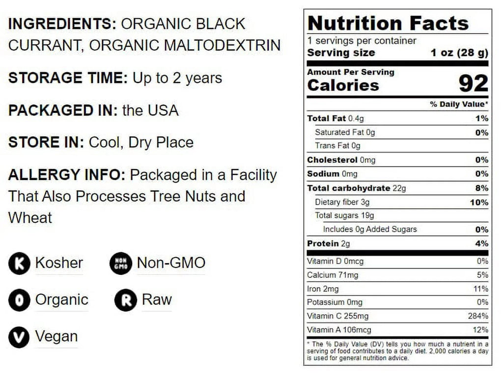 Organic Black Currant Powder, 2 Pounds — Non-GMO, Raw, Vegan, Kosher — by Food to Live