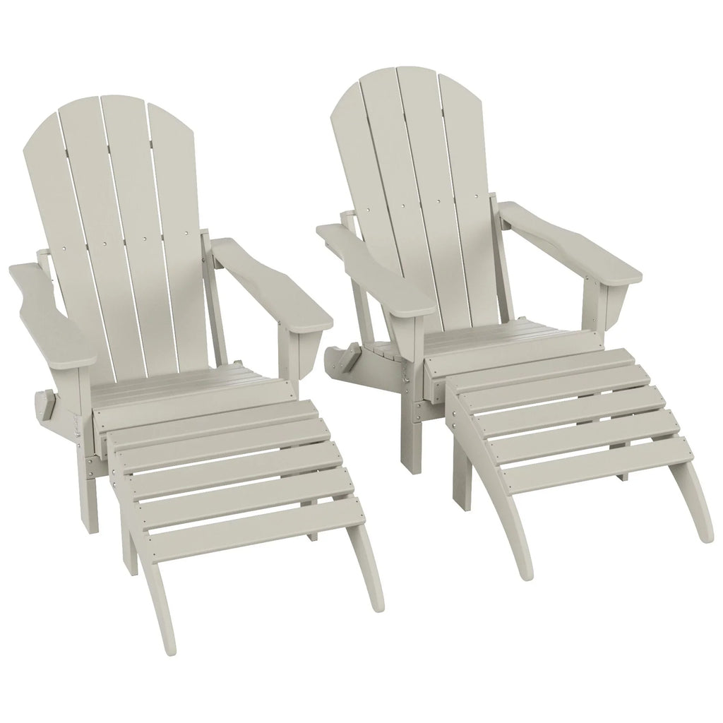 Polytrends Laguna All Condition Poly Outdoor Patio Adirondack Chair Conversation Set - (4-Piece) Sand