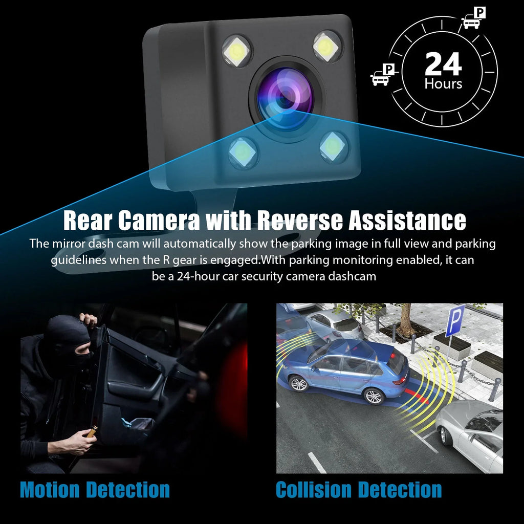 EEEkit Mirror Dash Cam Car Camera, 1080P 7inch Touch Screen Front and Rear View Mirror Camera for Cars, Dual Lens Dash Camera with Night Vision, Motion Detection, G-Sensor, 170° Wide-Angle