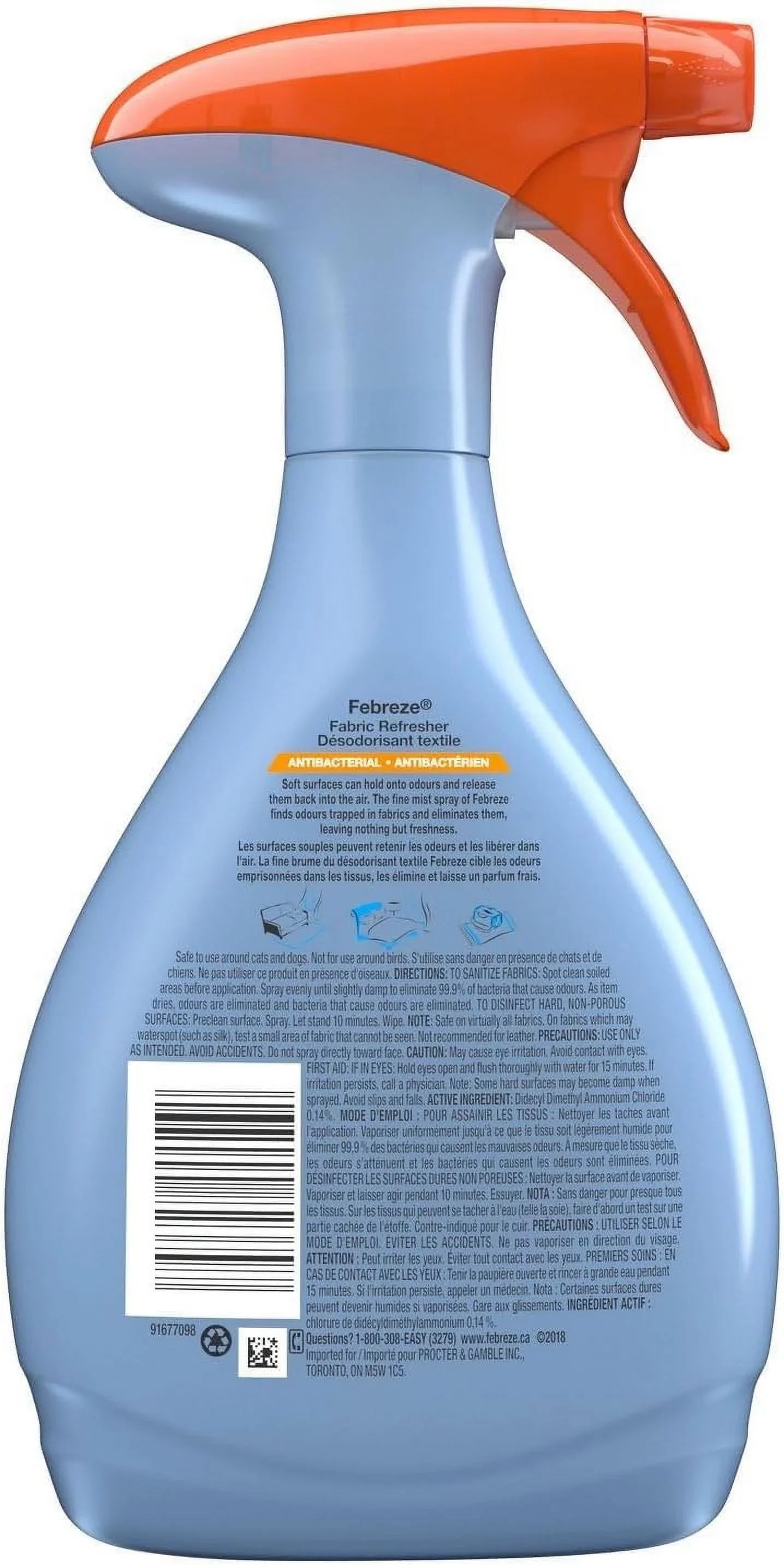 Febreze Fabric Refresher, Odor Eliminator Spray, Antibacterial And Platinum Ice, 16.9Oz (Pack Of 2)