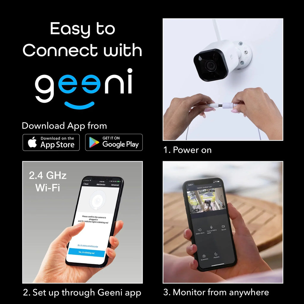 Geeni Hawk 3 1080p HD Smart WiFi Security Camera, Outdoor IP66 Environment 2-Pack (Supports Only 2.4GHz Wi-Fi)