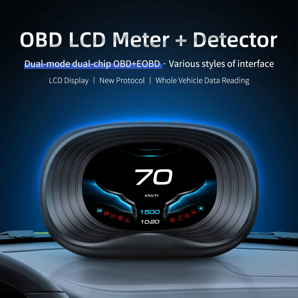 Nebublu Head Up Display, Digital OBDII Speedometer Car Head Display with OBD Interface, Speed Voltage Single Mileage Clock Display