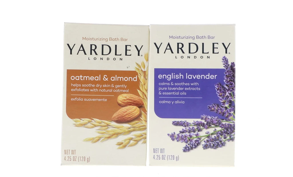 Yardley English Lavender Bath Bar, 4.25 oz 6 PCS, Yardley Oatmeal & Almond Bath Bar, 4.25 oz 6 PCS