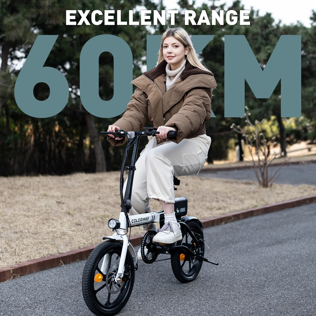 COLORWAY BK35M Folding Electric Bicycles, 16 inch E Bike 350W City E-Bike Max. Range 16-37MILE for Adults