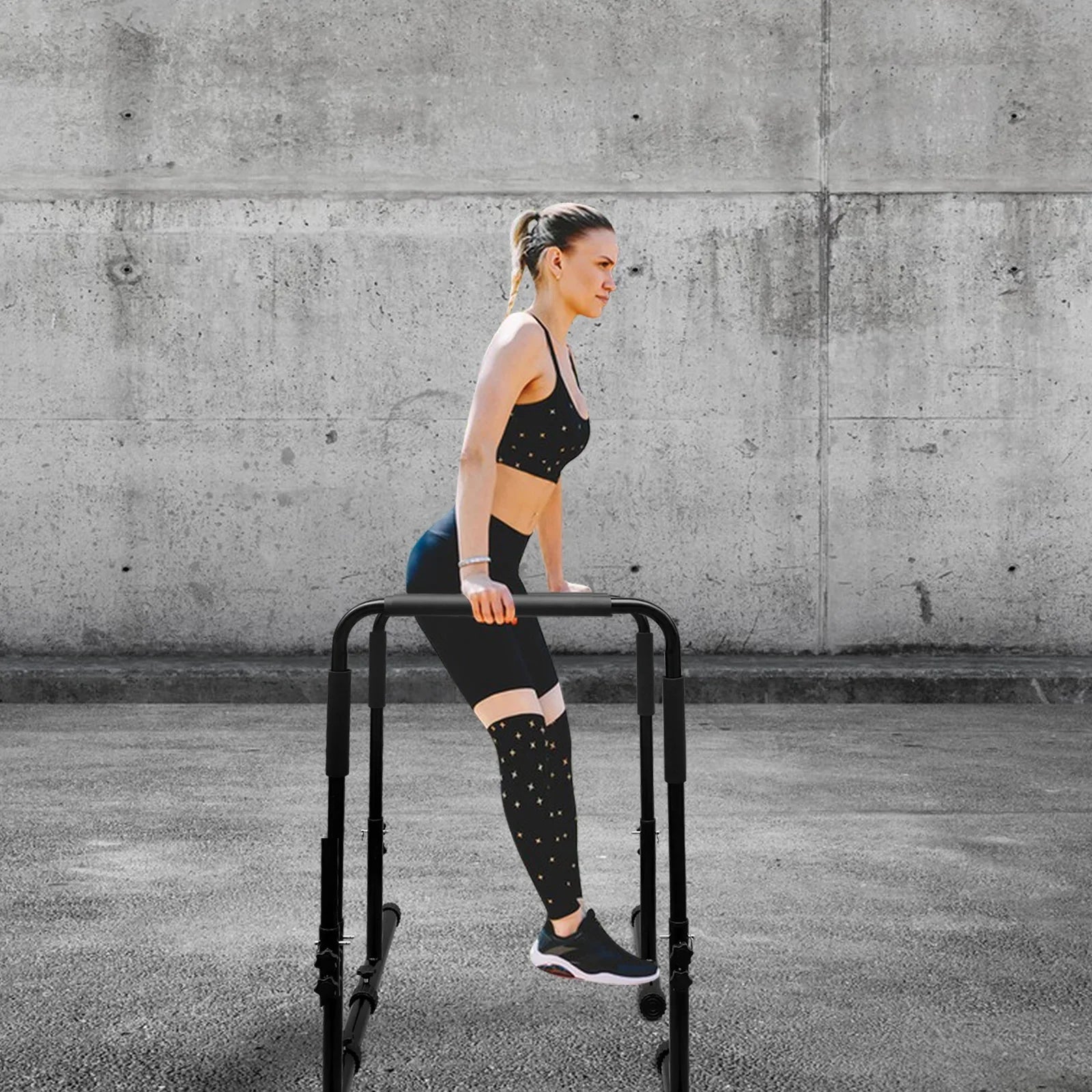 JOLLY JAUNTS Adjustable Dip Bar, Versatile High Strength Push Up Stand with Sponge Wrap, Easy Assembly Dip Station Functional for Rehabilitation Training, Sports Training